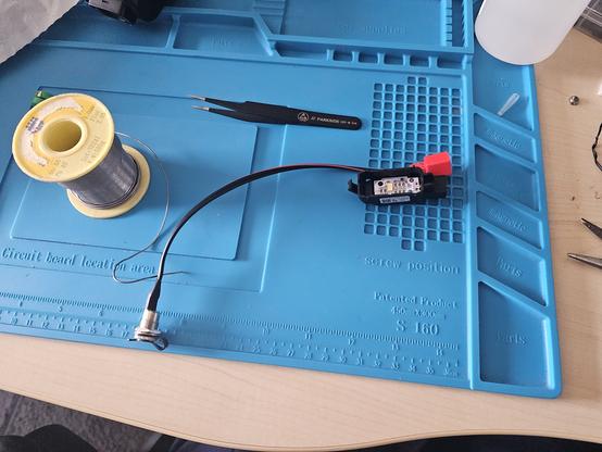 Printed connector wired to a standard round shaped plug