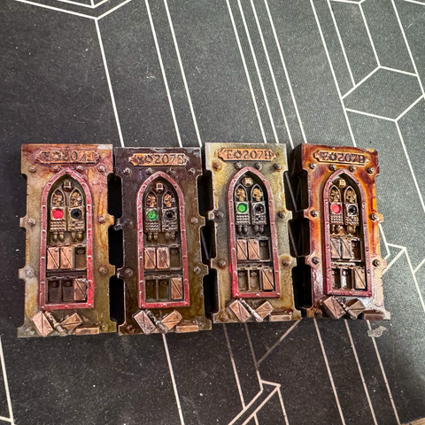 Finished end pieces of the Boarding Actions terrain