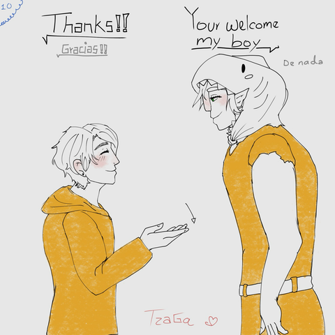 Arin agradeciendo a Foolish en lenguaje de señas.