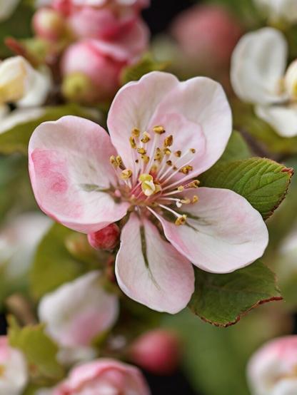 «Generated by LeonardoDiffusion»
(Photo of apple blossom), macro photography