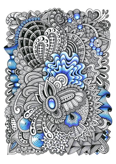 Winter Zenart 3_ Мodern abstract drawing in zenart style, handmade. Digital art print, interior poster.