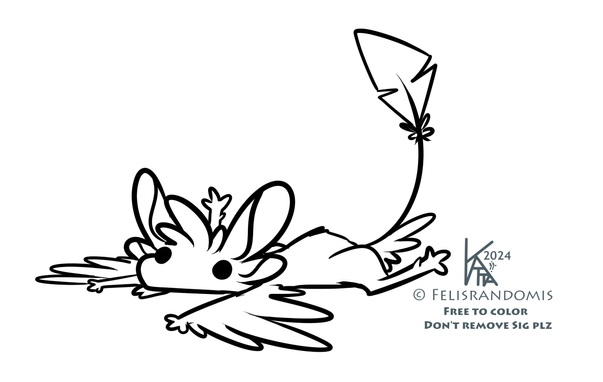 digital doodle of an Avali flopped on the ground