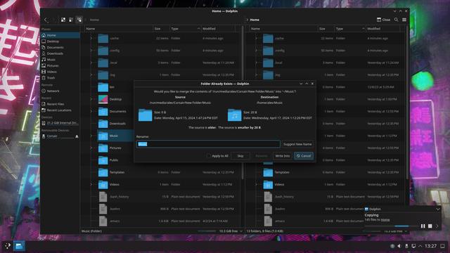 Blueberry: a dark color scheme for the KDE Plasma 5/6 desktop environment (screenshot)