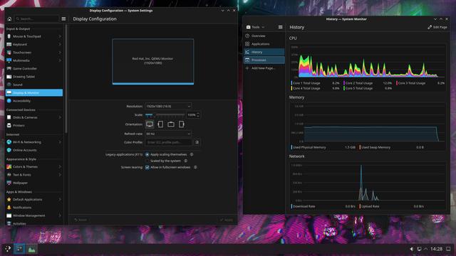 Blueberry: a dark color scheme for the KDE Plasma 5/6 desktop environment (screenshot)