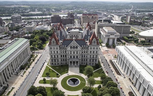 Aerial view of Empire State Plaza Park