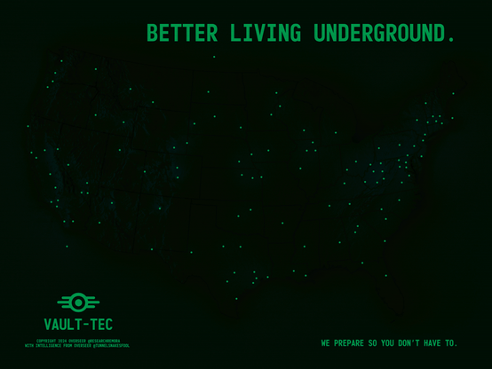 A visualisation of the vaults in Fallout with scanlines