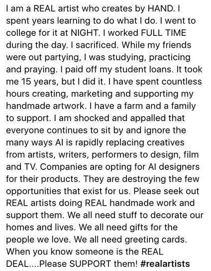 A write up on supporting artists who create by hand.