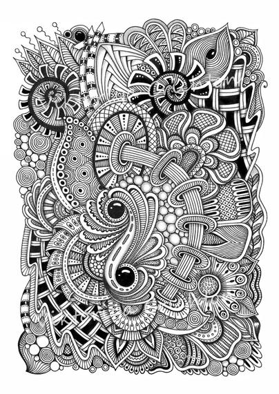 Zenart 2. Abstract modern handmade drawing in zenart style. Digital art print, graphic interior poster.