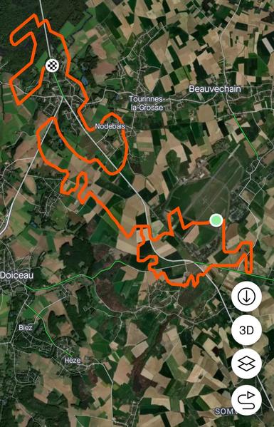 Screenshot aus Strava-App mit virtueller Route im "Nirgendwo"