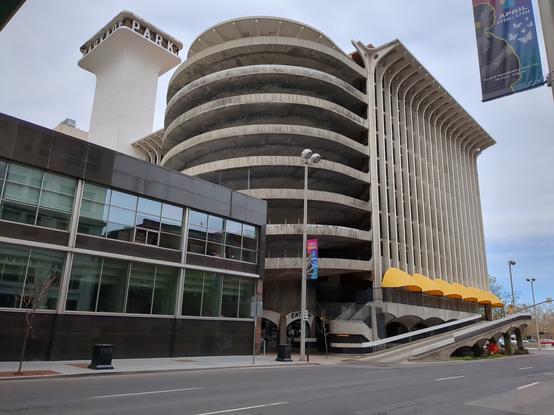 A photo of the "Parkade" in downtown Spokane, Washington.