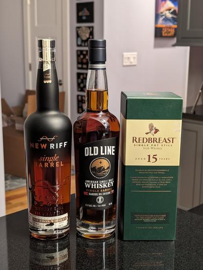 Three bottles of whiskey as described in the post.