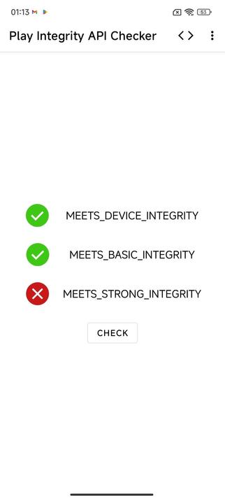 The device meets both Basic and Device Integrity in the Play Integrity API Checker app.