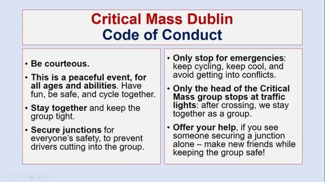 Code of conduct for Critical Mass Dublin
