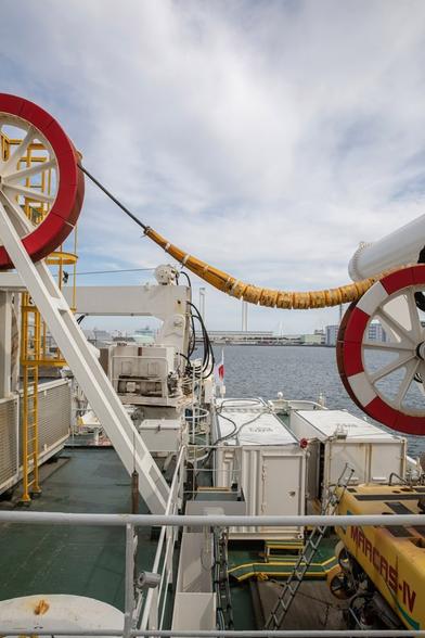 photo - cable laying / repair equipment on the deck of a ship
