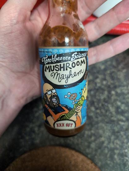 Torchbearer Sauces Mushroom Mayhem 

https://www.torchbearersauces.com/product/mushroom-mayhem/