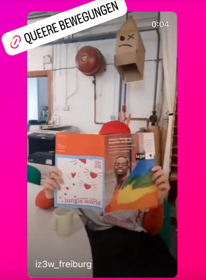Queer Ausgabe Lesender Mensch der IZ3W