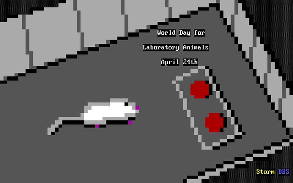 A pink-nosed white lab rat in a cage is posed with a dilemma between pressing one (or both!) of two identical red buttons.  Make  sure to make the right choice, little buddy!