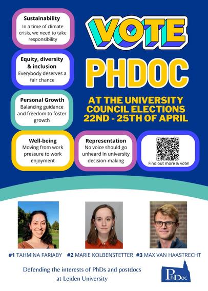 Flyer Vote PhDoc at the University Council elections 22nd-25th April