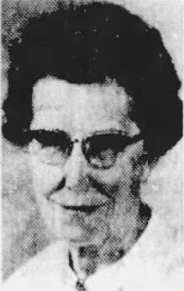 Louise de Schweinitz Darrow in midlife; a smiling white woman with dark hair in a bouffant set, wearing glasses