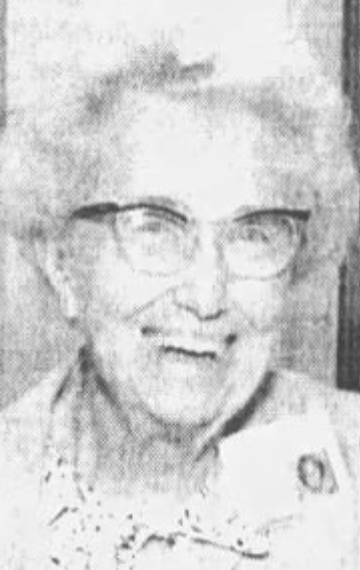 Louise de Schweinitz Darrow, later in life; a smiling older white woman with white hair, wearing glasses