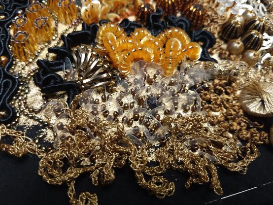 corals embroidered with beads and sequins