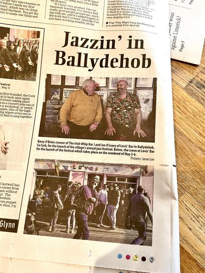 Close up of a photo of my Ballydehob Jazz Festival photos in the Irish Examiner newspaper. 

I linked the online article with the same photos the other day.