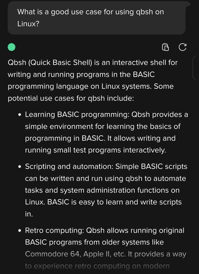 Chat AI getting the name right, but most everything else wrong about qbsh
