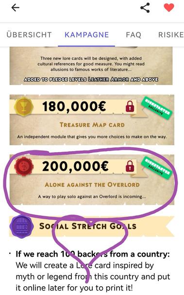 Screenshot stretch goal 200000 Euro