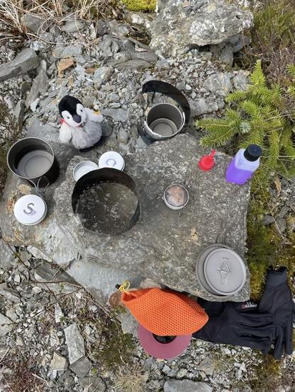 The stove and it’s windshield partially assembled