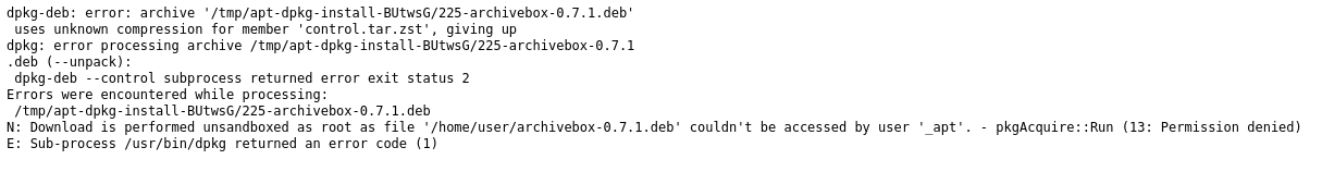 unknown compression on my Debian Bullseye based distro.

No worries, never used this program before so I was just testing...I'm not reporting a bug.