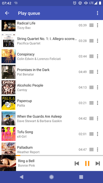 Screenshot of playlist