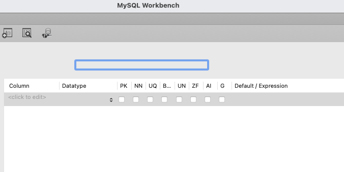 MySQL Workbench on a Mac. Something's wrong with the area for adding a table title