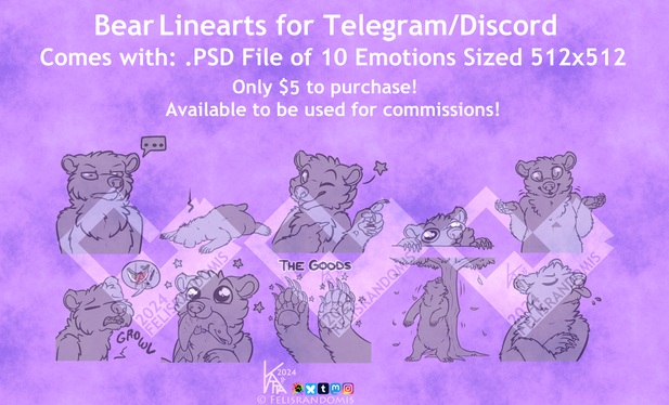 digital art of a bear based lineart set