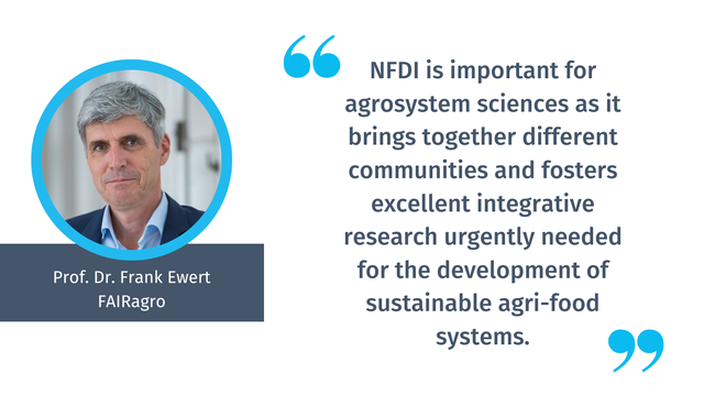 NFDI is important for agrosystem sciences as it brings together different communities and fosters excellent integrative research urgently needed for the development of sustainable agri-food systems.