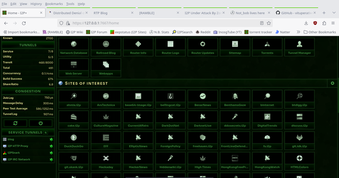 i2p sites of interest bookmarked in i2p+ console