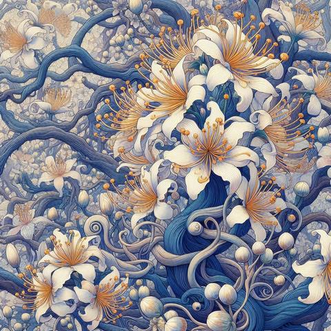 «Create by Bing Image Creator»
(flower of Chionanthus retusus), Mysterious Flower, (Fauvism Art), Ukiyo-e, high quality, highly detailed, fantasy, Alphonse Mucha's art nouveau lines, awesome full color
