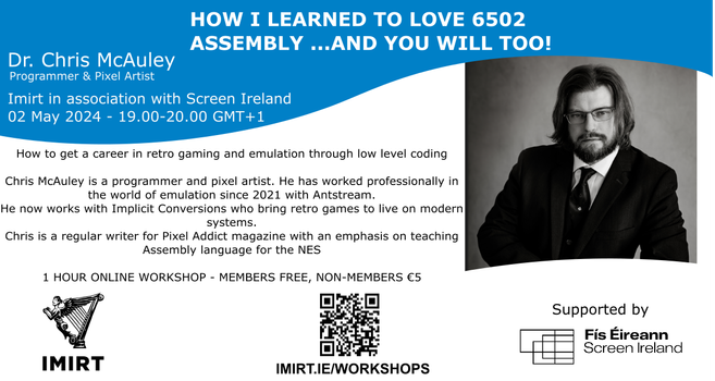 The poster for the IMIRT workshop on the 2nd of May 2024 with Dr. Chris McAuley.