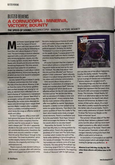 A full page review in Blitzed Magazine: “will delight those looking for garage-pop perfection”