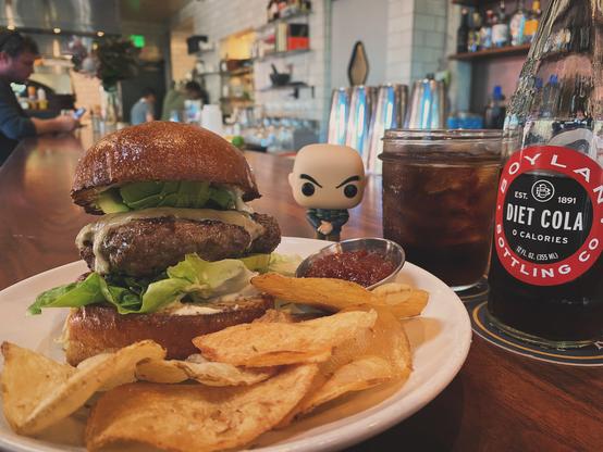 Cal with burger