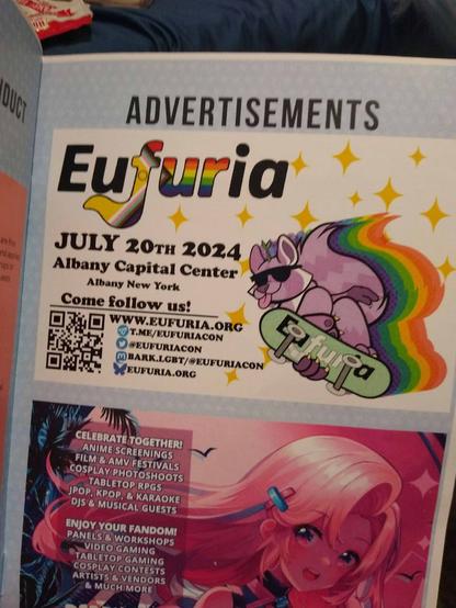 Eufuria's ad in the Garden State Fur The Weekend conbook