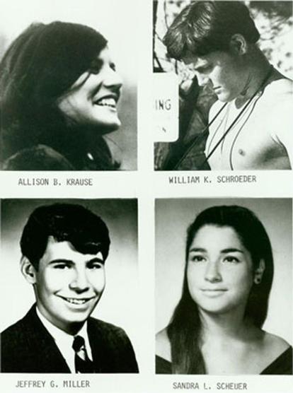 Portraits of the four students who were killed in the May 4, 1970 shooting at Kent State.