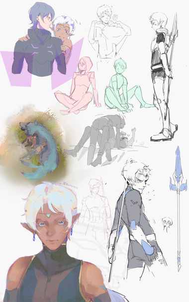 collection of sketches featuring Lance and Keith from VLD