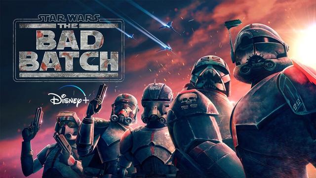 Imagen oficial de Disney con los clones de la unidad 99 con Hunter, Tech, Crosshair, Wrecker y Echo mirando al horizonte en un atardecer