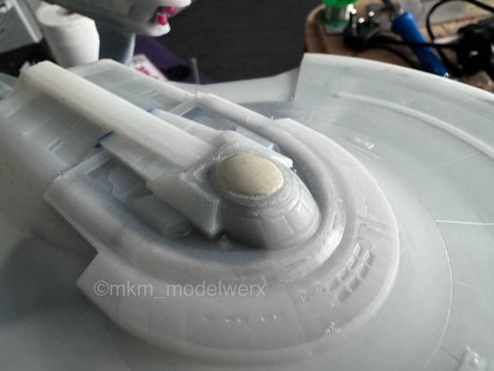 Closeup of the yellow milliput bridge dome I created.