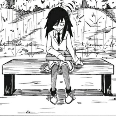 Tomoko sitting on bench