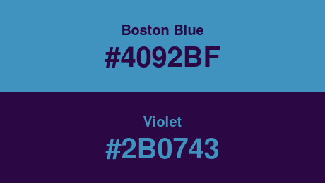 Boston Blue (#4092BF) and Violet (#2B0743)