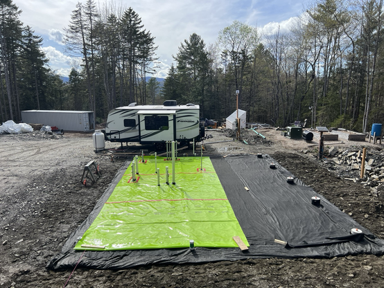 Build site with StegoHome and filter fabric ready for concrete pour.