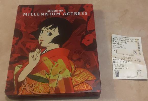 Picture of a Millenium Actress bluray/dvd sleelcase. And a cinema ticket from Mars Express