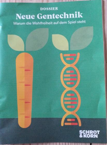 Dossier  
Neue Gentechnik
Warum die Wahlfreiheit auf dem Spiel steht
Bild:
Eine abstract dargestellte Möhre neben DNA-Strang.
Schrot & Korn
