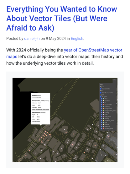 Screenshot from the linked article, showing a map with vector tile features